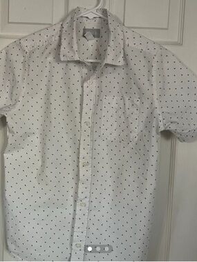 The Children's Place White Short-Sleeve Button-Up with Tiny Black Print